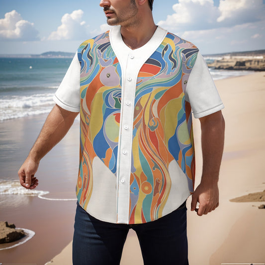 All-Over Print Men's Short Sleeve Baseball Jersey With Pinstripes