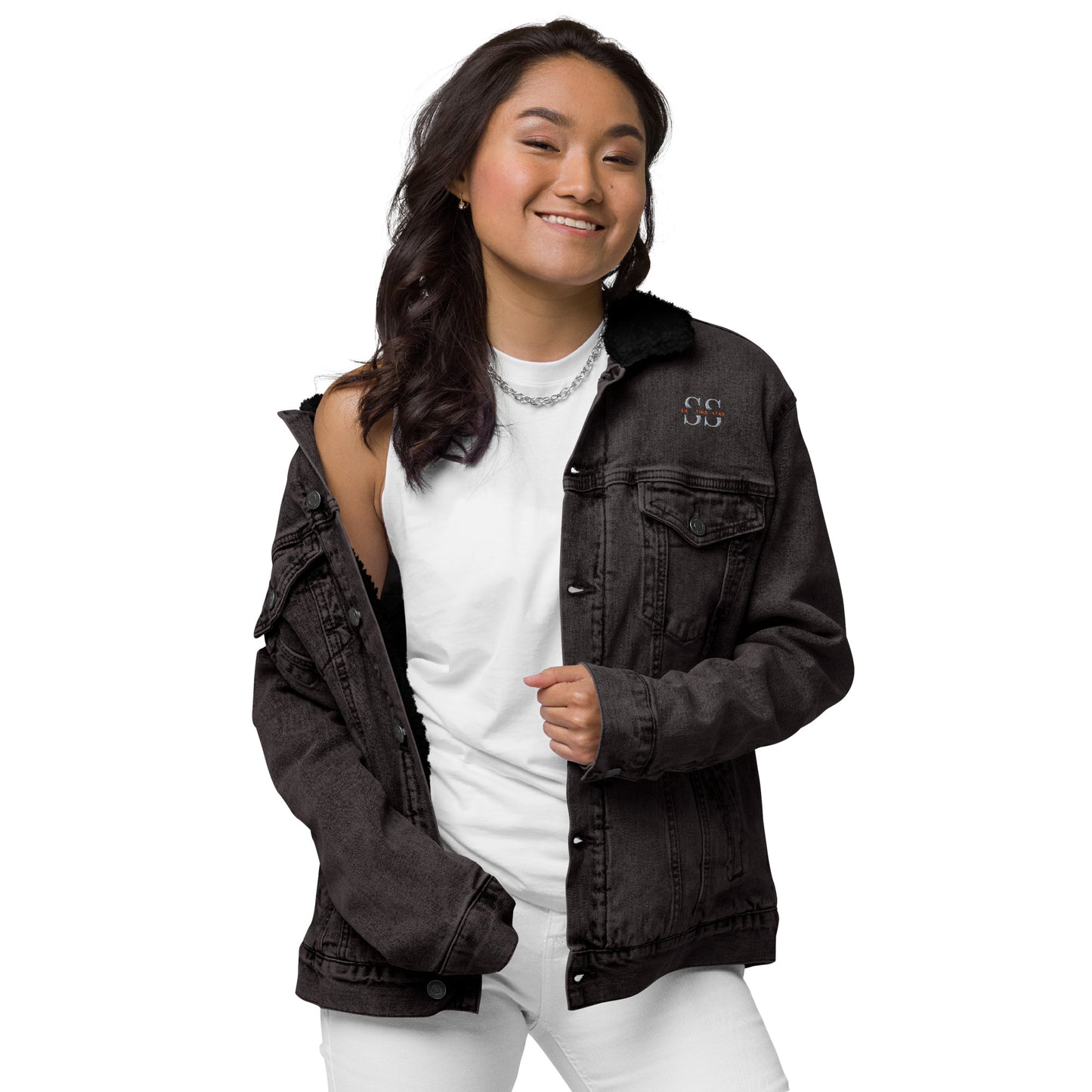 women denim sherpa jacket