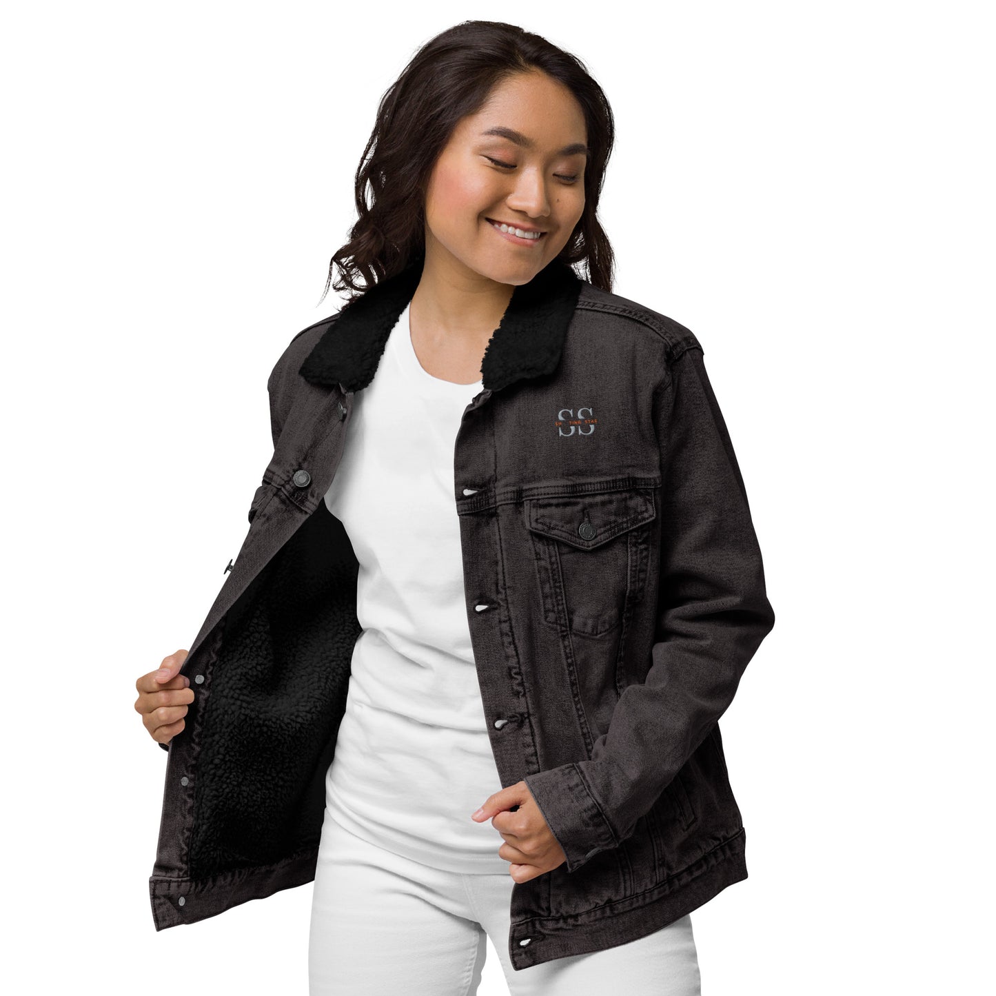 women denim sherpa jacket