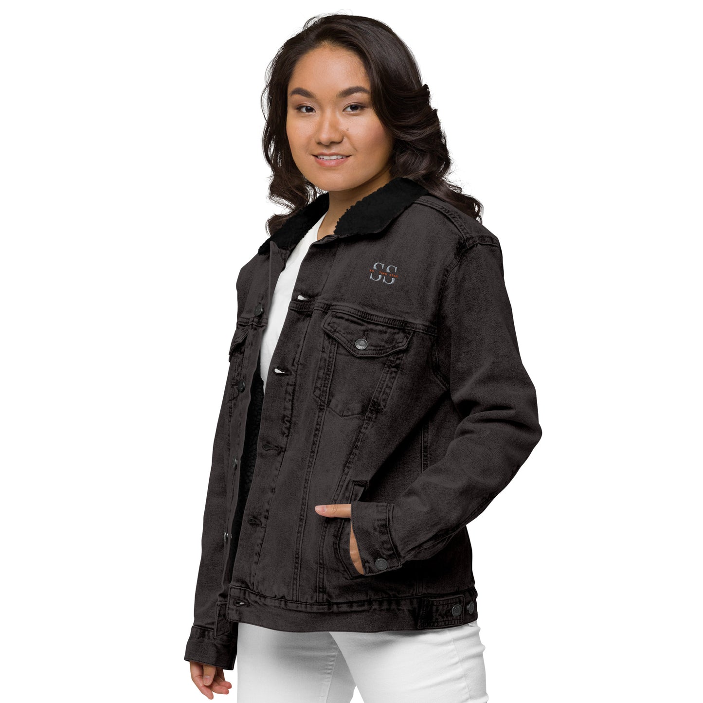 women denim sherpa jacket