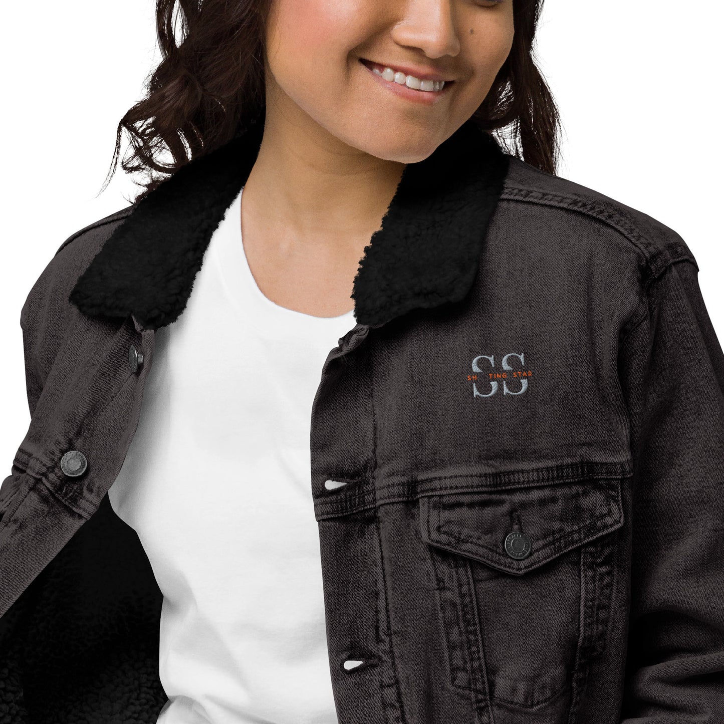 women denim sherpa jacket